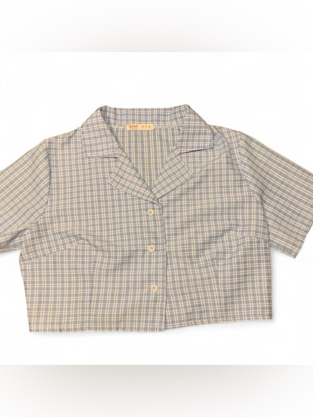 Checkered cropped button up women’s top
